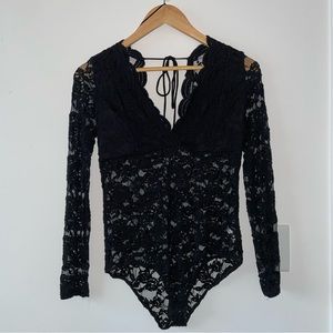 Lace Bodysuit with Tied Back